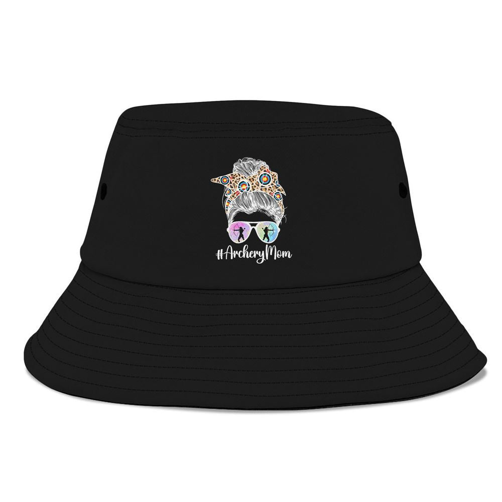 Archery Mom Of An Archer Mama Messy Bun Archery Mother Bucket Hat, Mother's Day Bucker Hat, Mother's Day Gift, Women's Sun Hats
