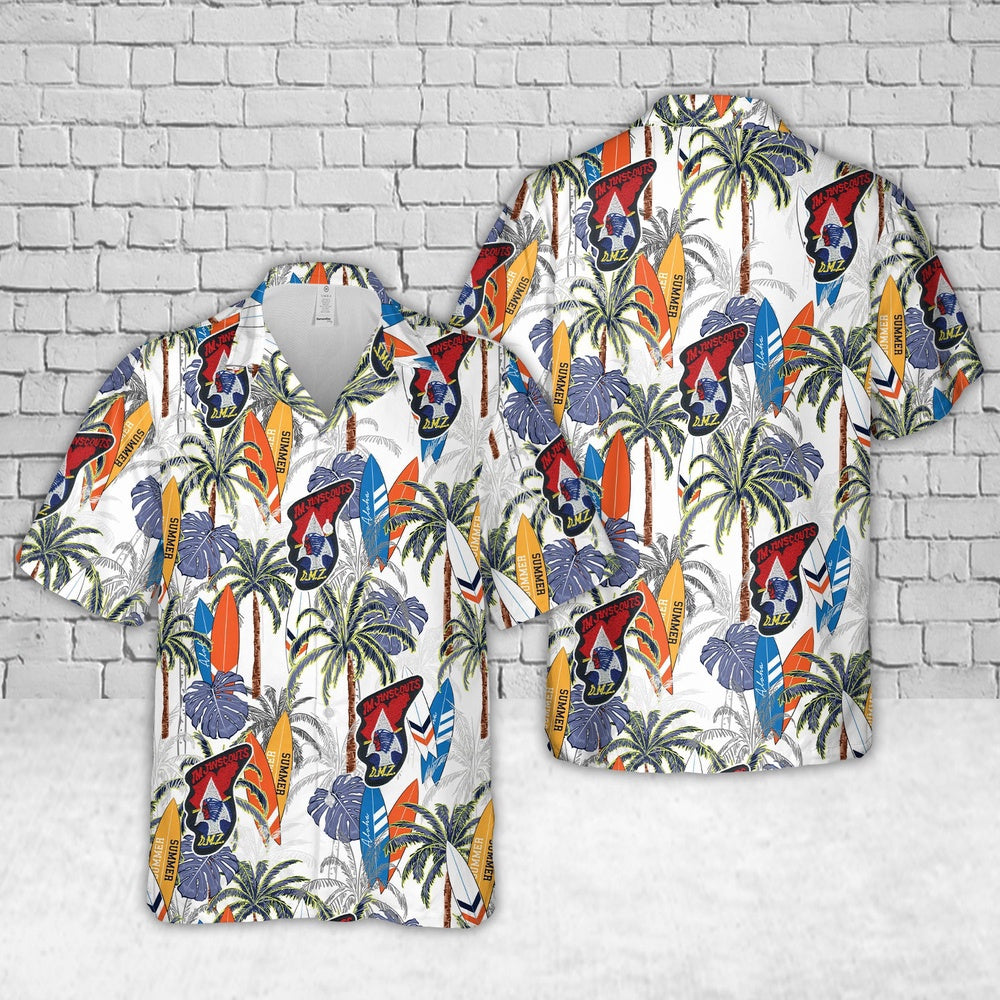 Army Hawaiian Shirt, US ARMY Imjin Scouts DMZ Patch Hawaiian Shirt, Veteran Hawaiian Shirts
