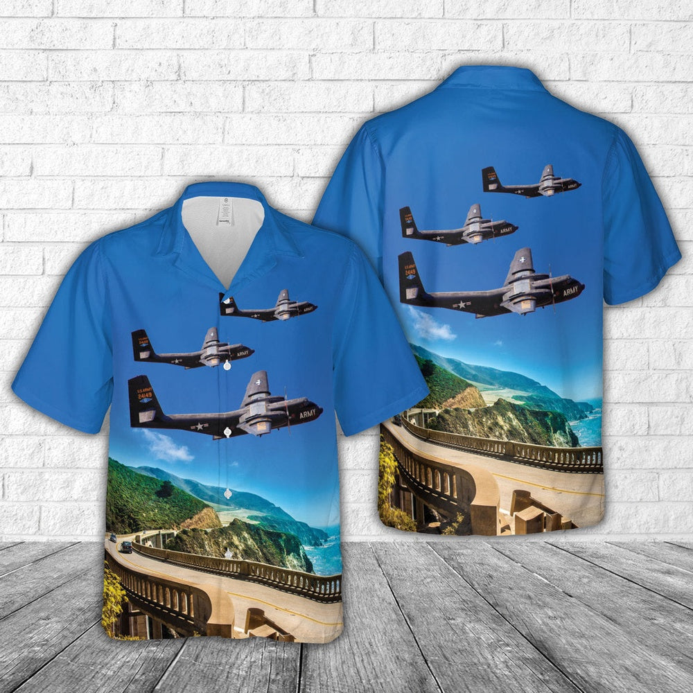 Army Hawaiian Shirt, US Army DeHavilland C-7 CV-2 Caribou Hawaiian Shirt, Veteran Hawaiian Shirts