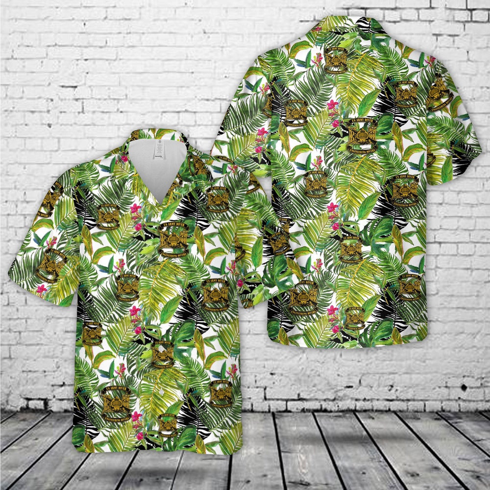 Army Hawaiian Shirt, US Army Engineering Divers Hawaiian Shirt, Veteran Hawaiian Shirts