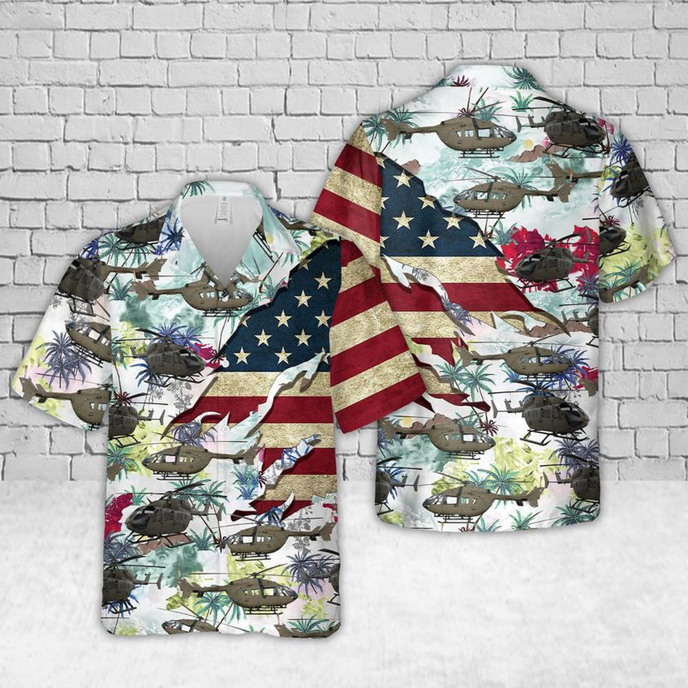 Army Hawaiian Shirt, US Army Eurocopter UH-72 Lakota Hawaiian Shirt, Veteran Hawaiian Shirts