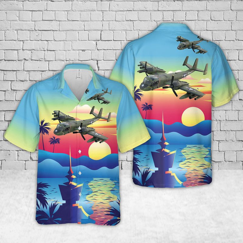 Army Hawaiian Shirt, US Army Grumman OV-1A Mohawk Hawaiian Shirt, Veteran Hawaiian Shirts