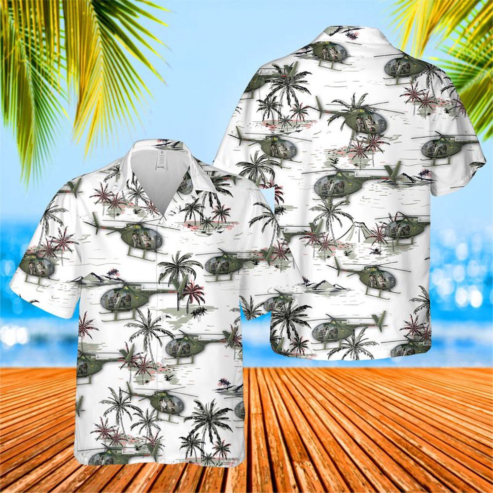 Army Hawaiian Shirt, US Army Hughes OH-6 Cayuse Hawaiian Shirt, Veteran Hawaiian Shirts