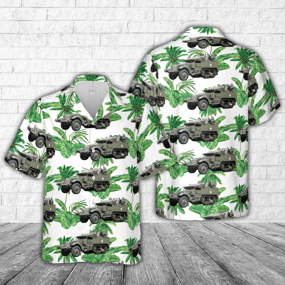Army Hawaiian Shirt, US Army M16 Multiple Gun Motor Carriage Hawaiian Shirt, Veteran Hawaiian Shirts