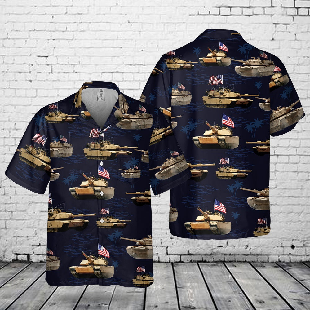 Army Hawaiian Shirt, US Army M1A1 Abrams Tank July 4th Pocket Hawaiian Shirt, Veteran Hawaiian Shirts