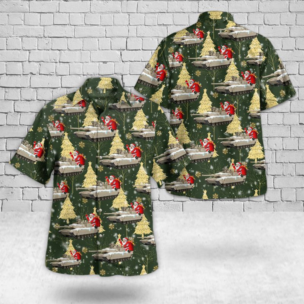 Army Hawaiian Shirt, US Army M1 Abrams Tank Christmas Hawaiian Shirt, Veteran Hawaiian Shirts