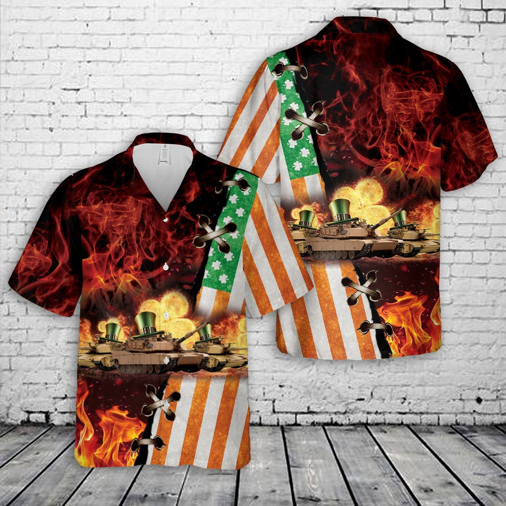 Army Hawaiian Shirt, US Army M1 Abrams Tank, St Patrick's Day Hawaiian Shirt, Veteran Hawaiian Shirts