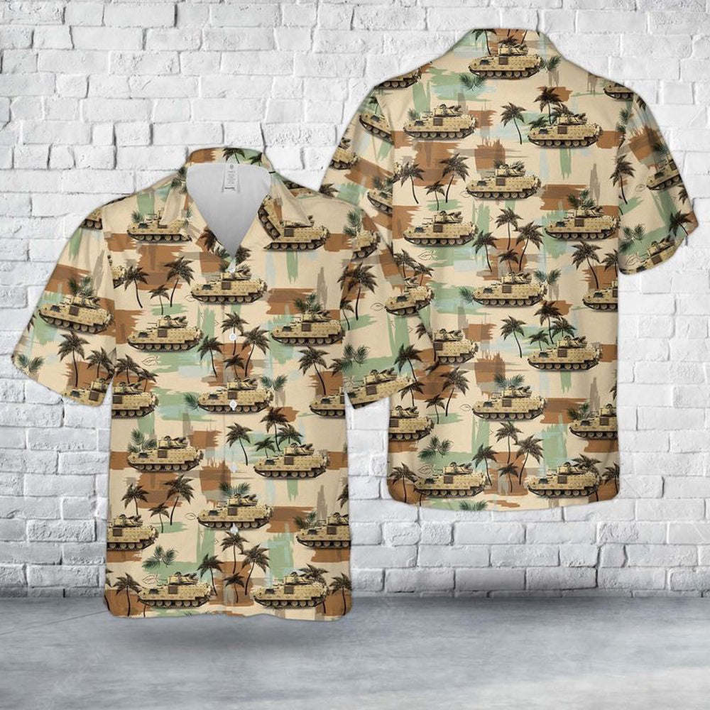 Army Hawaiian Shirt, US Army M2A2 Bradley IFV (Infantry Fighting Vehicle) Hawaiian Shirt, Veteran Hawaiian Shirts