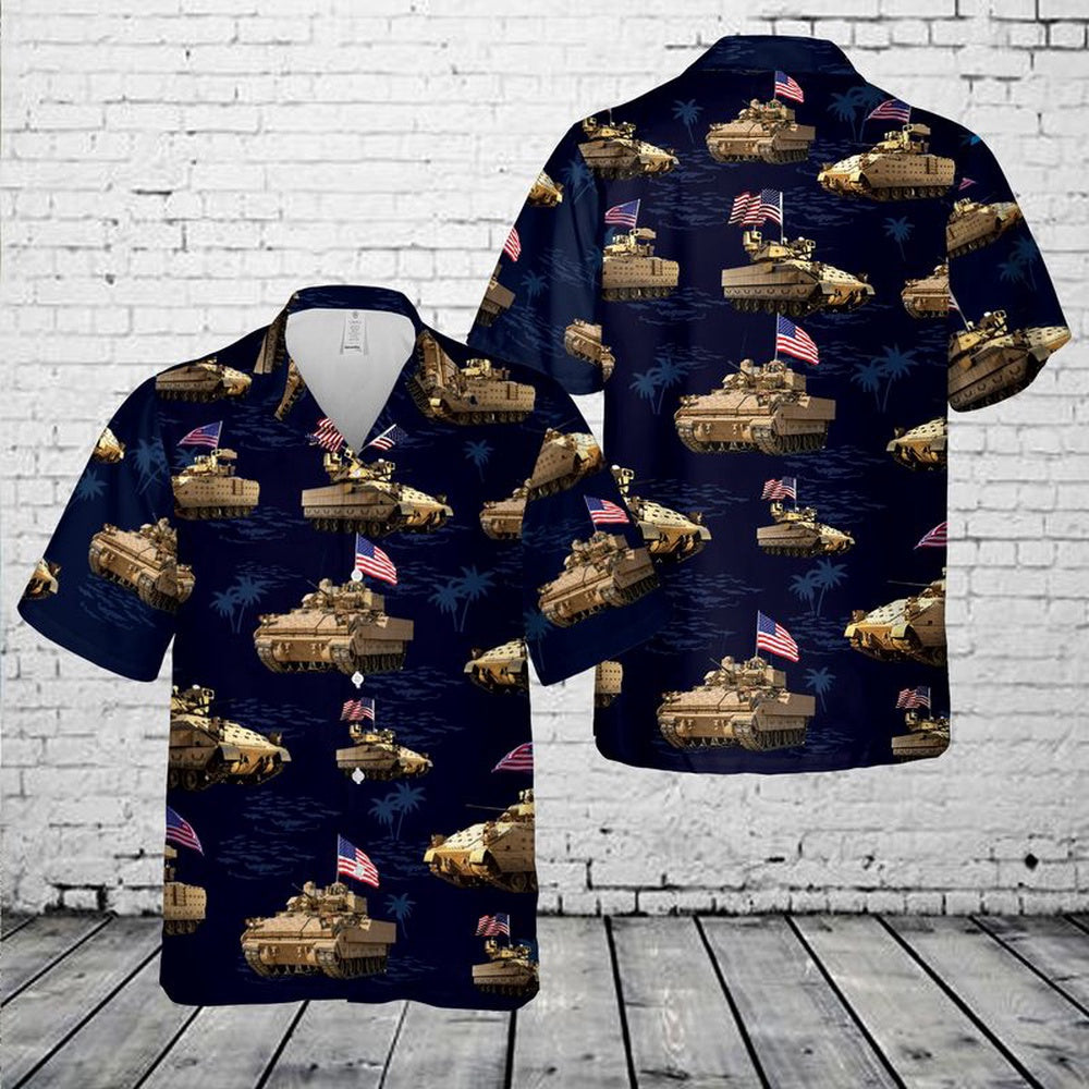 Army Hawaiian Shirt, US Army M2A3 Bradley 4th July Hawaiian Shirt, Veteran Hawaiian Shirts
