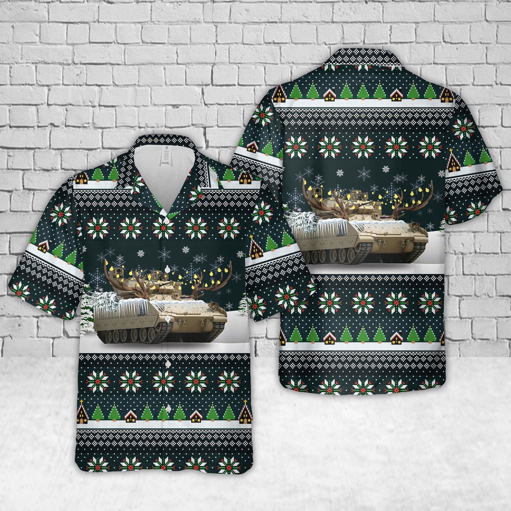 Army Hawaiian Shirt, US Army M2A3 Bradley Christmas Hawaiian Shirt, Veteran Hawaiian Shirts
