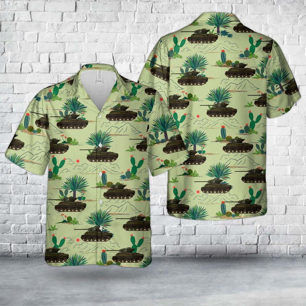 Army Hawaiian Shirt, US Army M4A3E2(76) Jumbo from the 37th Tank Battalion, 4th Armored Division Hawaiian Shirt, Veteran Hawaiian Shirts