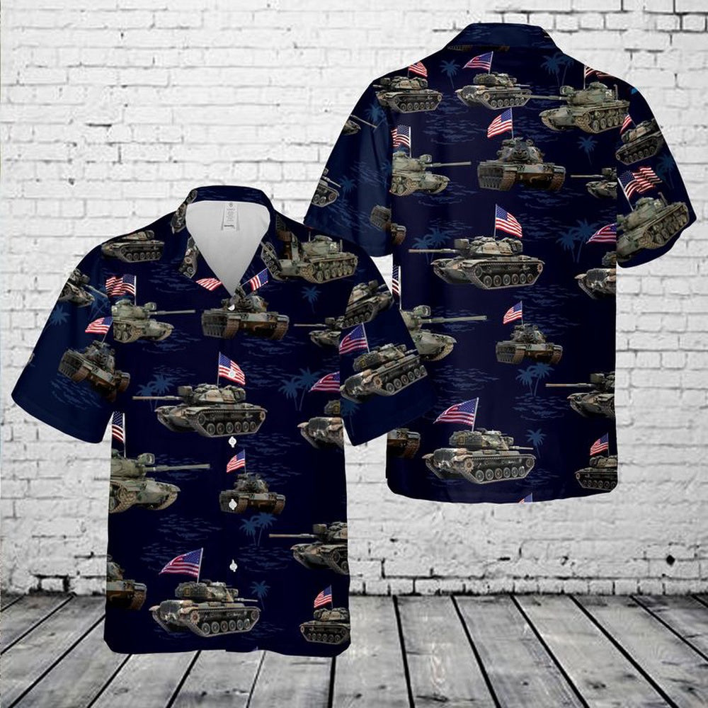 Army Hawaiian Shirt, US Army M60A1 Tank July 4th Hawaiian Shirt, Veteran Hawaiian Shirts