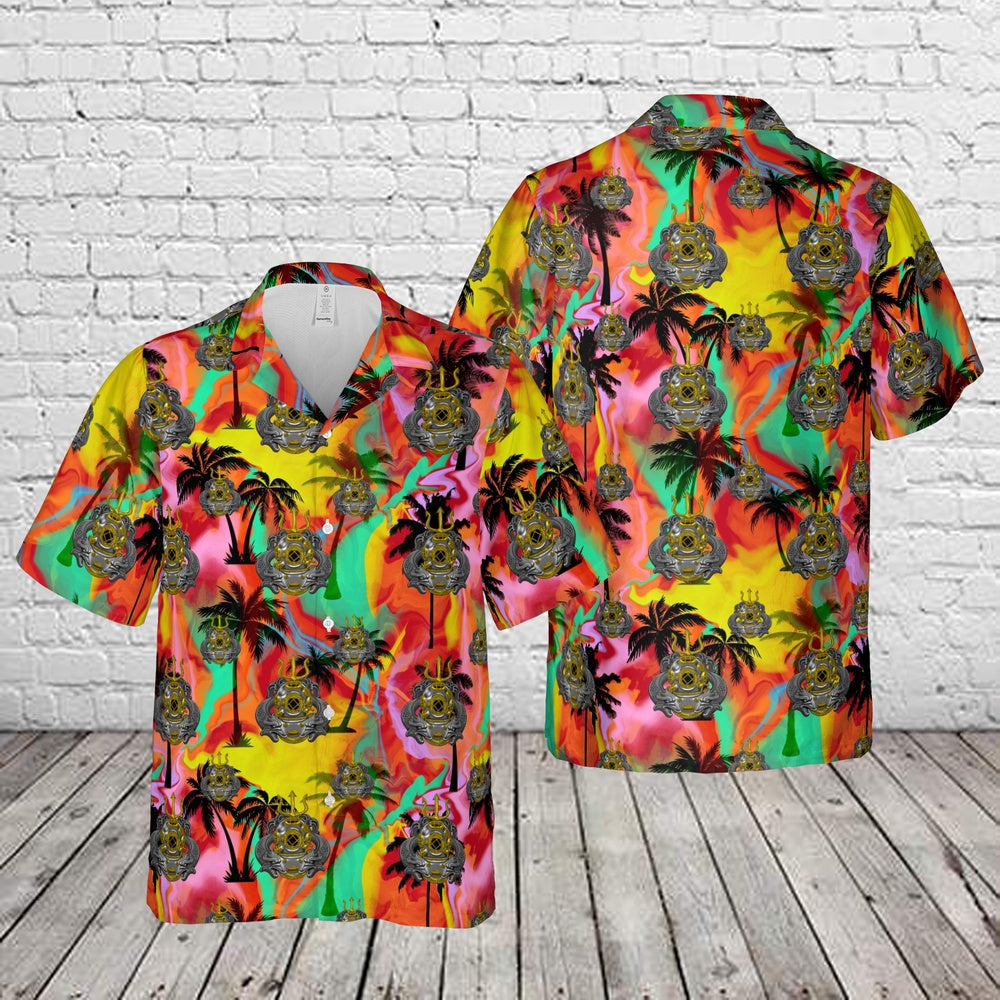 Army Hawaiian Shirt, US Army Master Diver Badge Hawaiian Shirt, Veteran Hawaiian Shirts