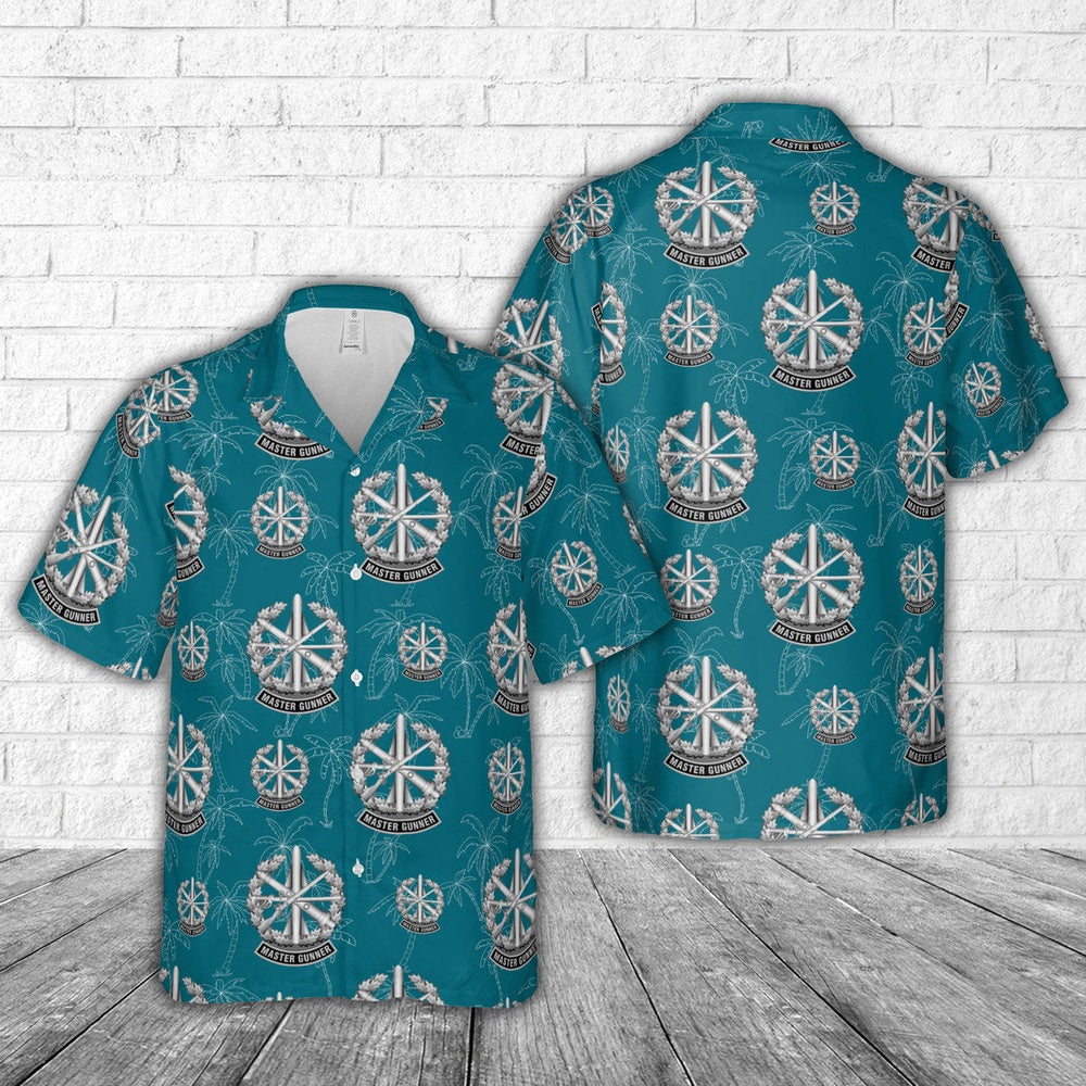 Army Hawaiian Shirt, US Army Master Gunner Identification Badge Hawaiian Shirt, Veteran Hawaiian Shirts