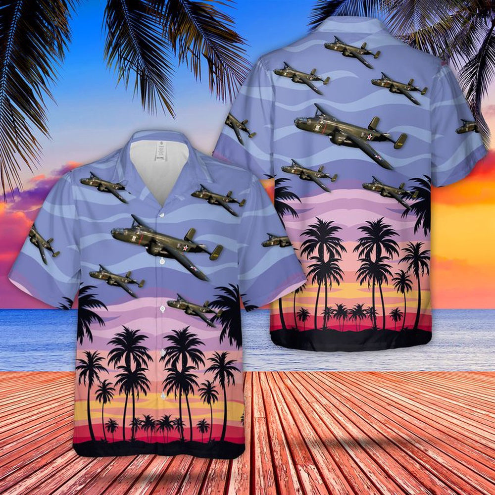 Army Hawaiian Shirt, US Army North American B-25 Mitchell Of World War 2 Hawaiian Shirt, Veteran Hawaiian Shirts