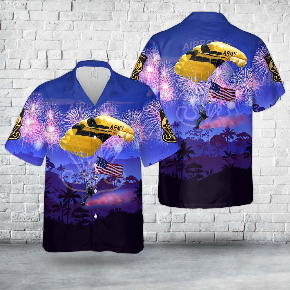 Army Hawaiian Shirt, US Army Parachute Team Golden Knights, 4th Of July Hawaiian Shirt, Veteran Hawaiian Shirts