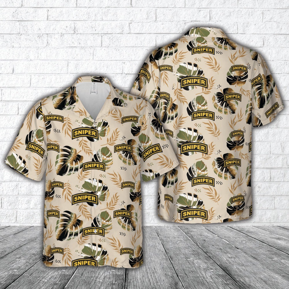 Army Hawaiian Shirt, US Army Sniper Tab Hawaiian Shirt, Veteran Hawaiian Shirts