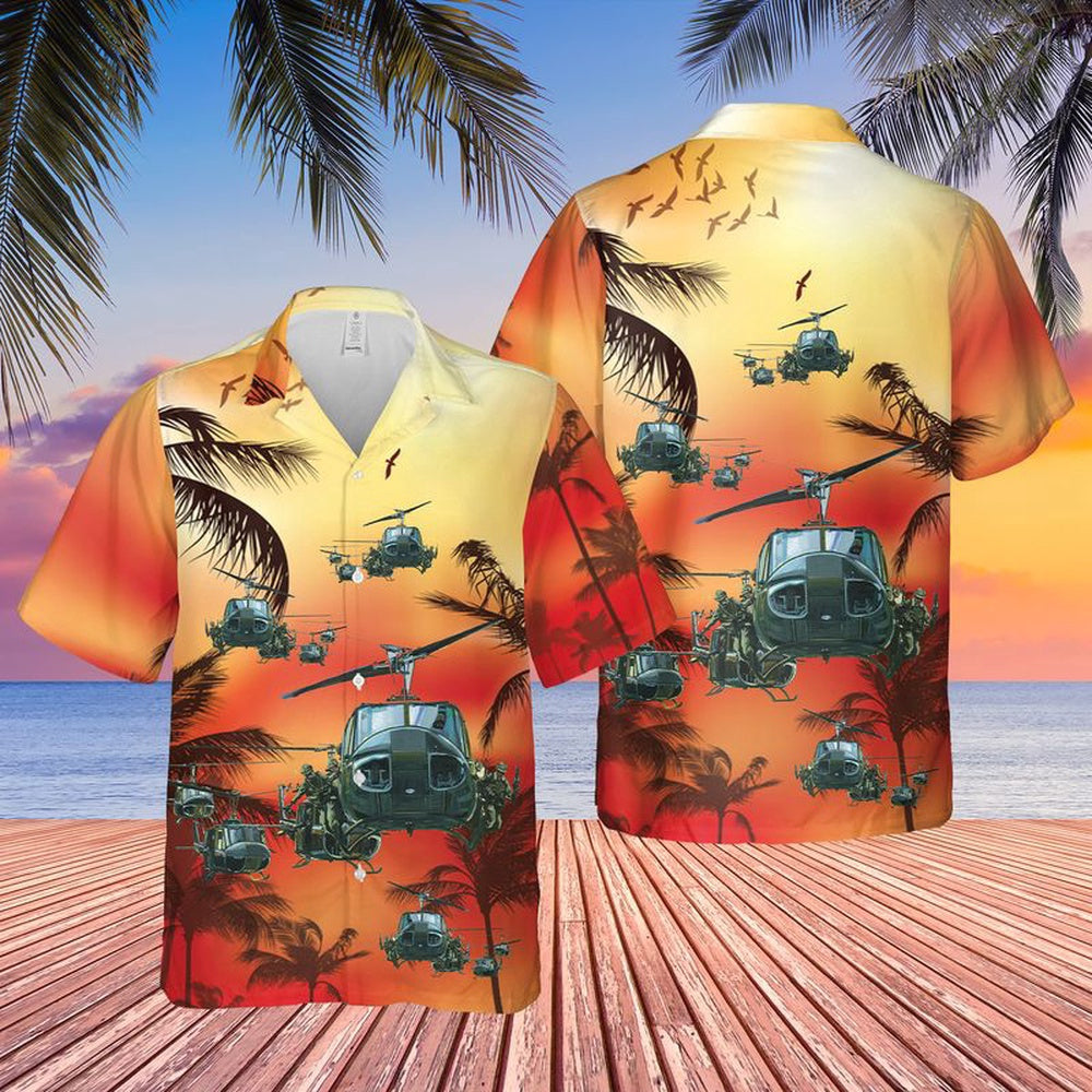 Army Hawaiian Shirt, US Army UH-1 Huey Hawaiian Shirt, Veteran Hawaiian Shirts