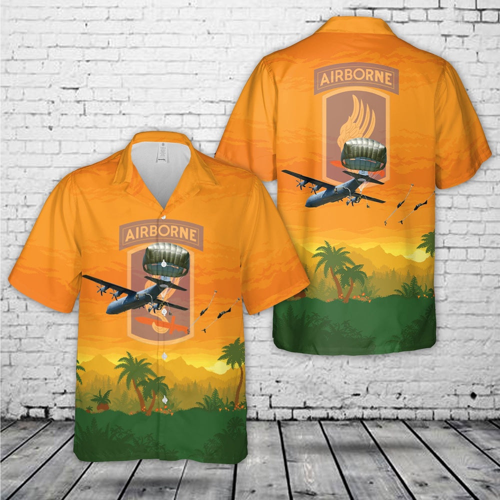 Army Hawaiian Shirt, Us Army 173Rd Airborne Brigade Jump From An 86Th Air Wing C-130 Hercules Aircraft Onto Juliet Drop Zone Hawaiian Shirt