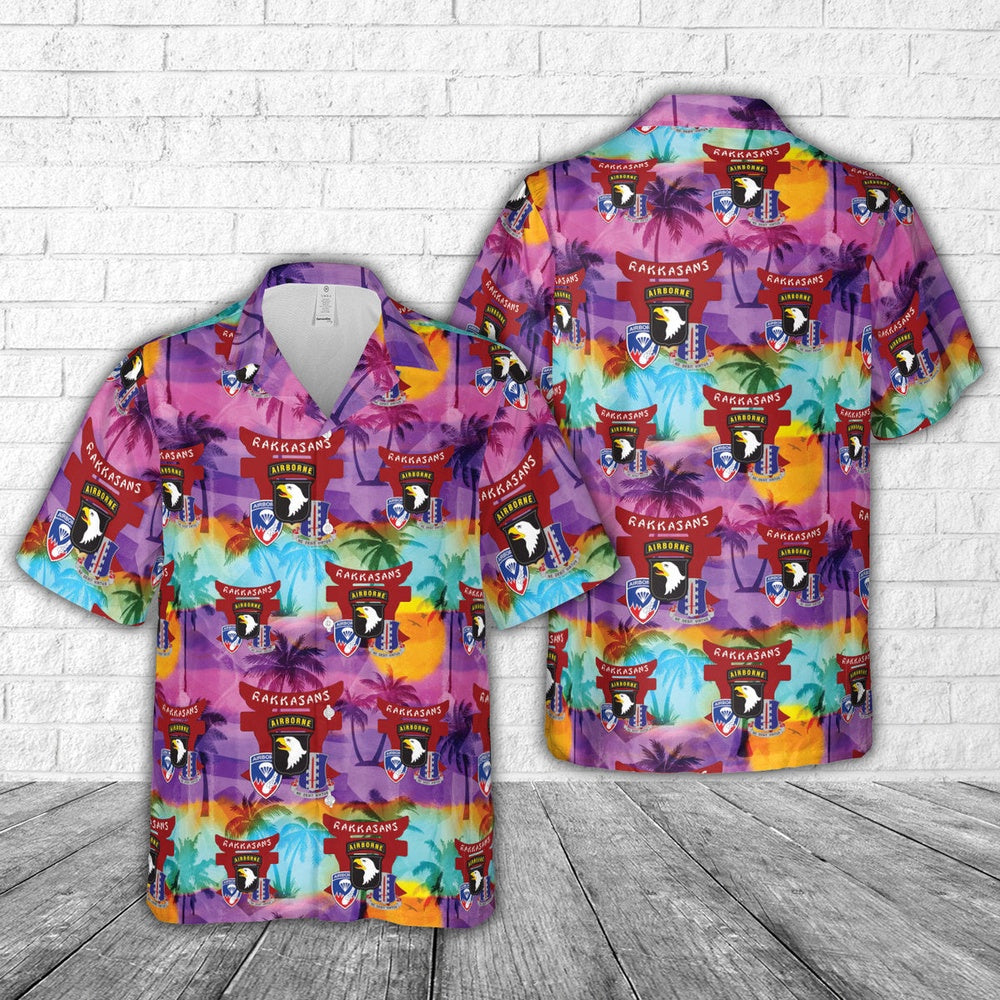 Army Hawaiian Shirt, Us Army 187Th Infantry Regiment Rakkasans 101St Airborne Division Hawaiian Shirt, Military Aloha Shirts