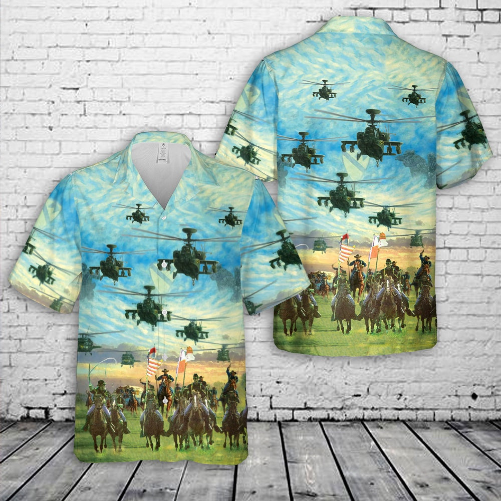 Army Hawaiian Shirt, Us Army 1St Cavalry Division'S Combat Aviation Brigade With The Horse Detachment Hawaiian Shirt, Military Aloha Shirts