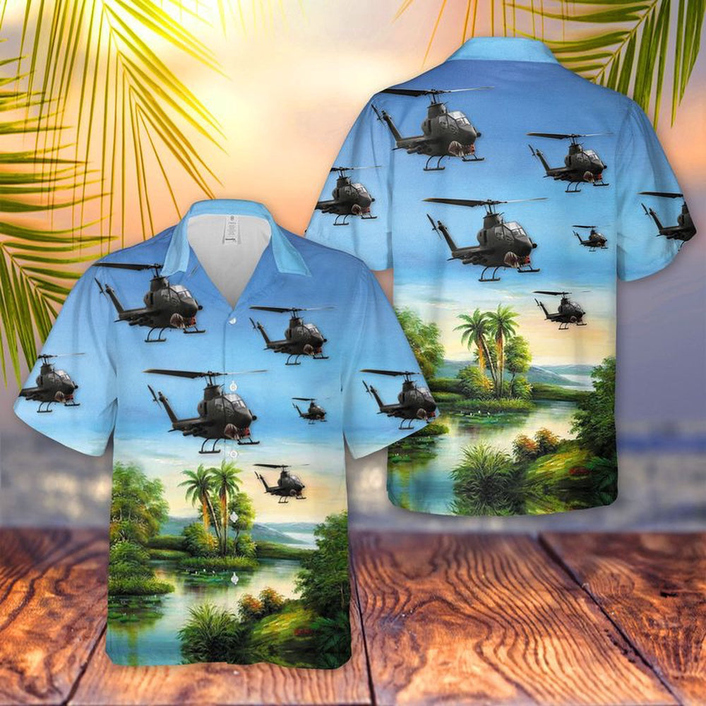 Army Hawaiian Shirt, Us Army Ah-1 Huey Cobra Hawaiian Shirt, Military Aloha Shirts