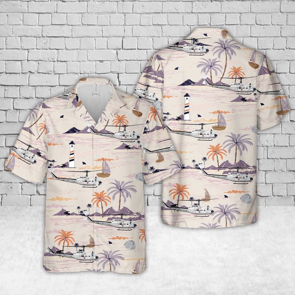 Army Hawaiian Shirt, Us Army Air Ambulance Detachment Uh-1V Iroquois Flat Iron Air Ambulancecrash-Rescue Hawaiian Shirt, Military Aloha Shirts