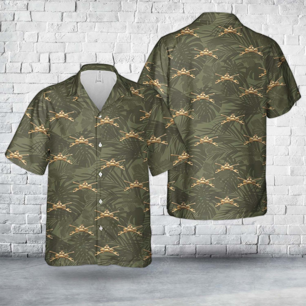 Army Hawaiian Shirt, Us Army Armor Officer Branch Insignia Hawaiian Shirt, Military Aloha Shirts