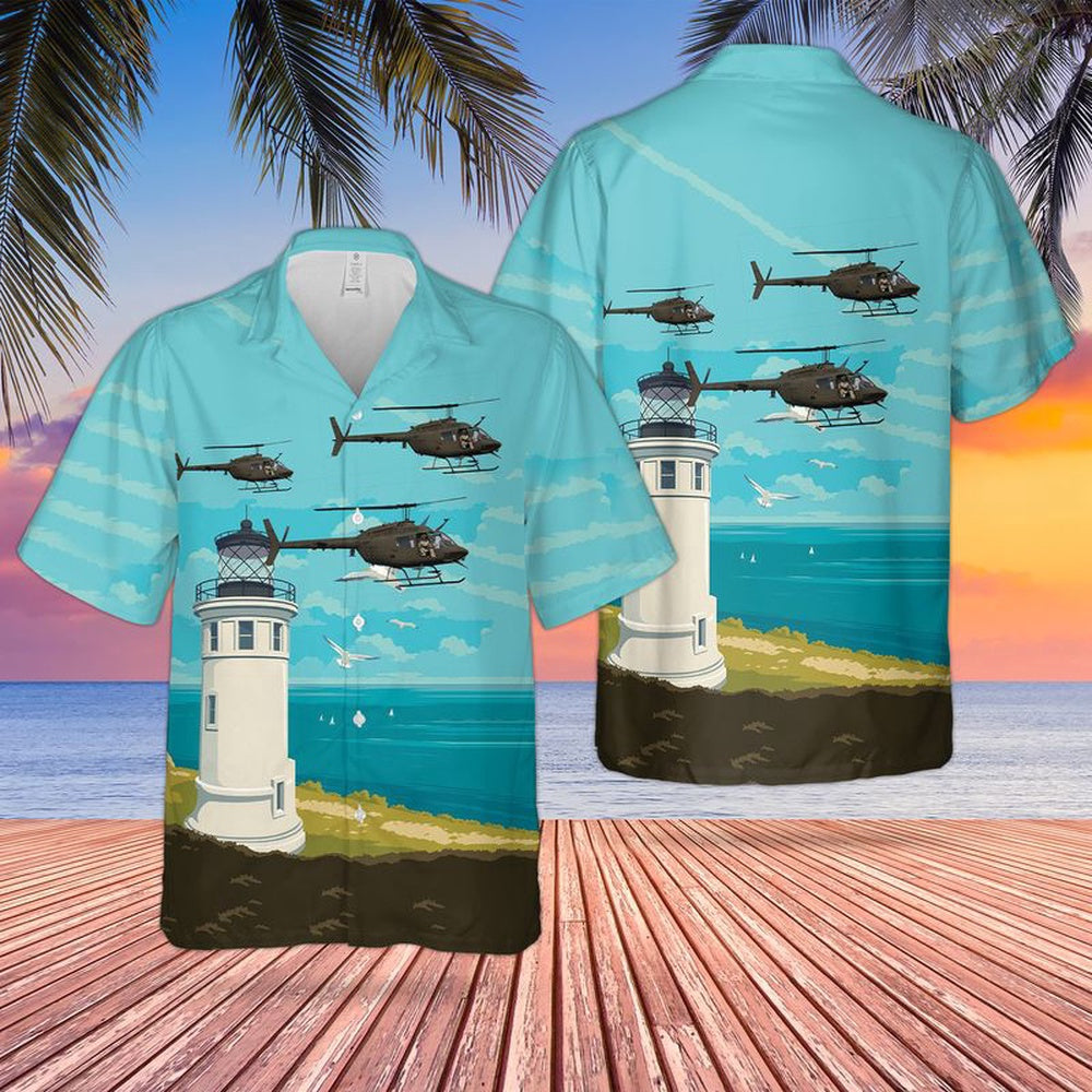 Army Hawaiian Shirt, Us Army Bell Oh-58A Kiowa Hawaiian Shirt, Military Aloha Shirts