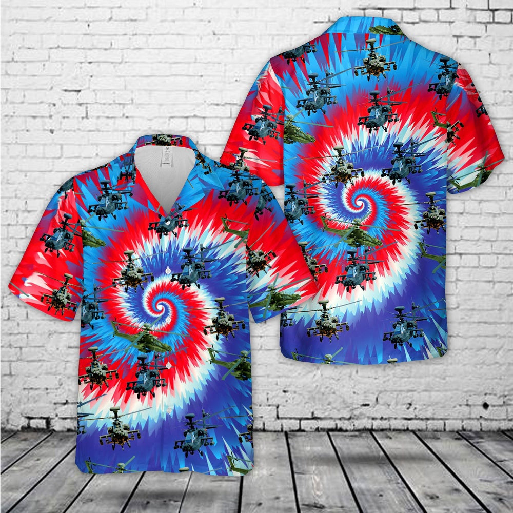 Army Hawaiian Shirt, Us Army Boeing Ah-64 Apache, 4Th Of July Hawaiian Shirt, Military Aloha Shirts