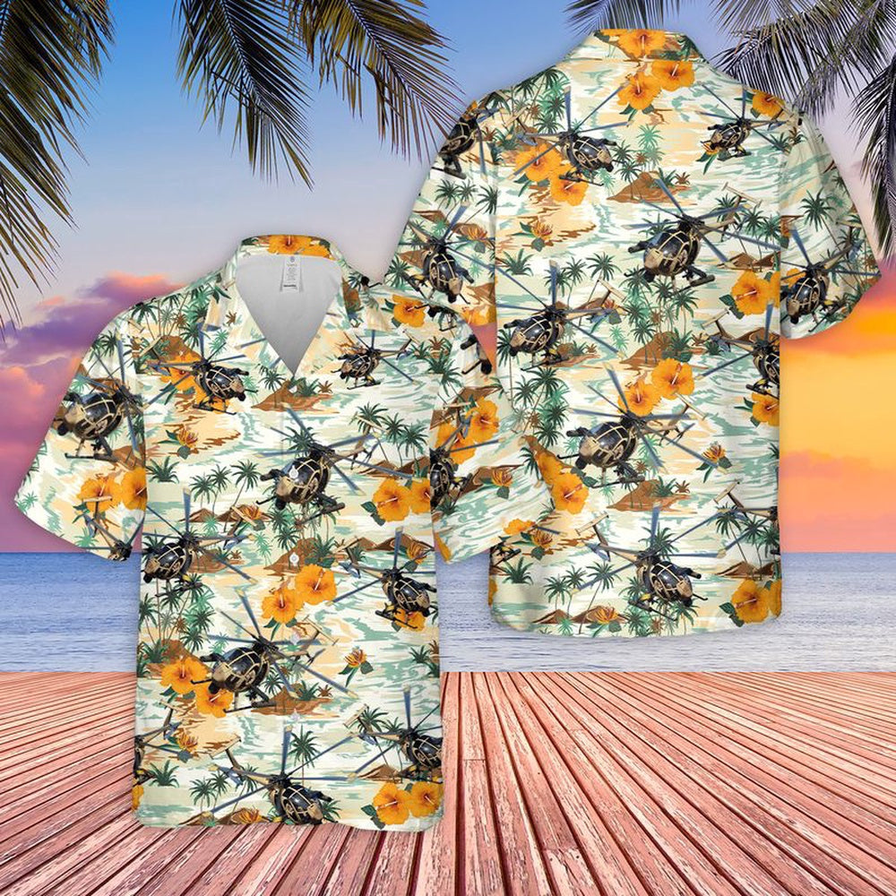 Army Hawaiian Shirt, Us Army Boeing Ah-6 The Little Bird The Killer Egg Hawaiian Shirt, Military Aloha Shirts