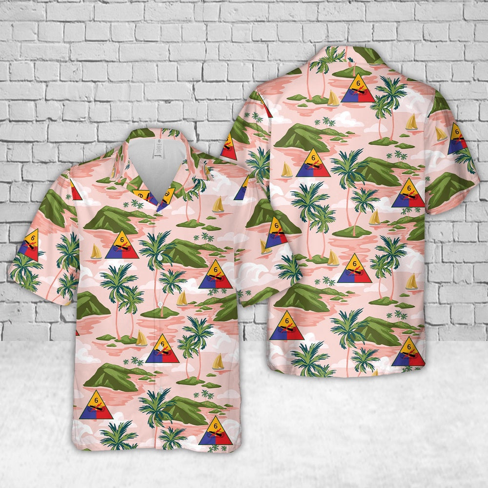 Army Hawaiian Shirt, WWII US Army 6th Armored Division Hawaiian Shirt, Veteran Hawaiian Shirts