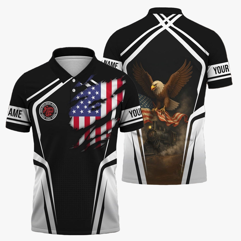 Atlantic Coast Line Railroad Polo Shirt, American Eagle Vintage Train Shirt
