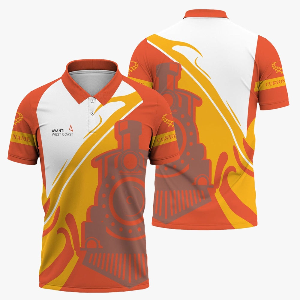 Avanti West Coast Polo Shirt, Flame Inspired Style Shirt Gift Idea For Train Lovers