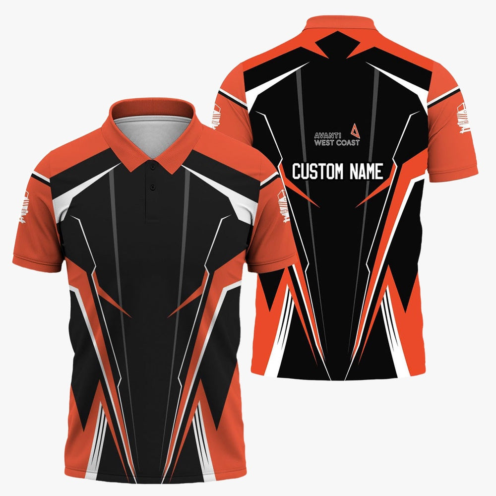 Avanti West Coast Polo Shirt, Lightning Edge Design Train Shirt For Railroad Lovers