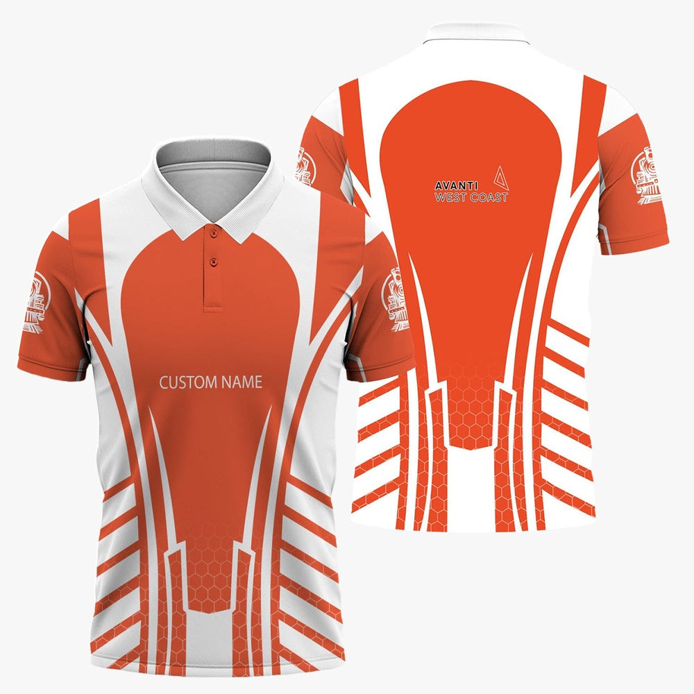 Avanti West Coast Polo Shirt, Striped Railroad Style Train Polo Shirt