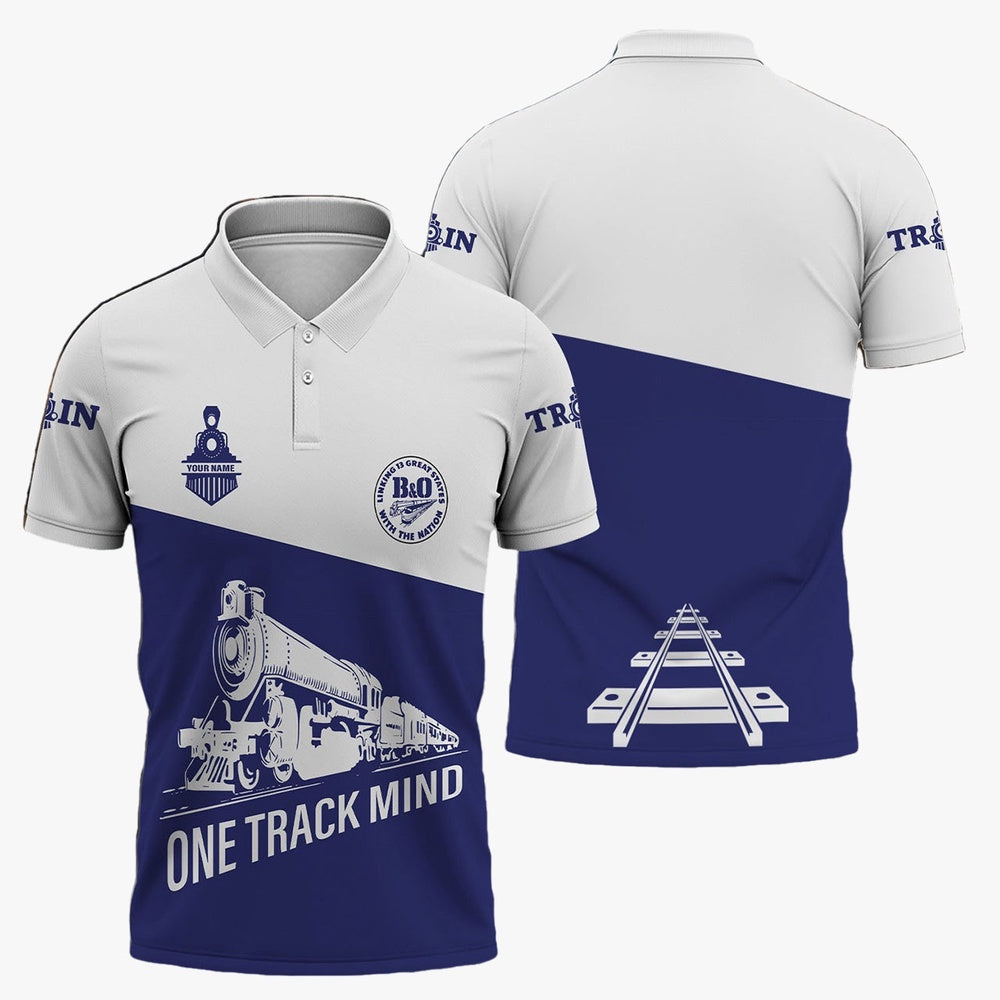 BAndO Great States Railroad Polo Shirt, One Track Mind Unisex Train Shirt Gift Idea For Train Lover