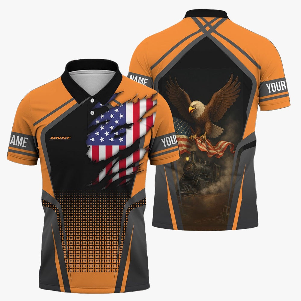BNSF Railway Polo Shirt, American Eagle Vintage Train Shirt