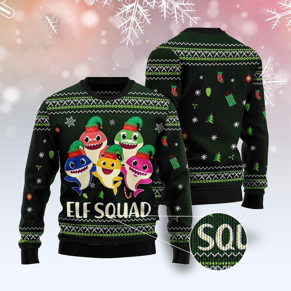 Baby Shark Elf Ugly Christmas Sweater, Funny Xmas Sweater, Sweater Xmas