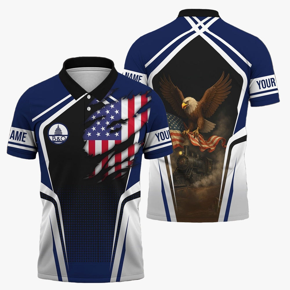 Baltimore and Ohio Railroad Polo Shirt, American Eagle Vintage Train BAndO Shirt