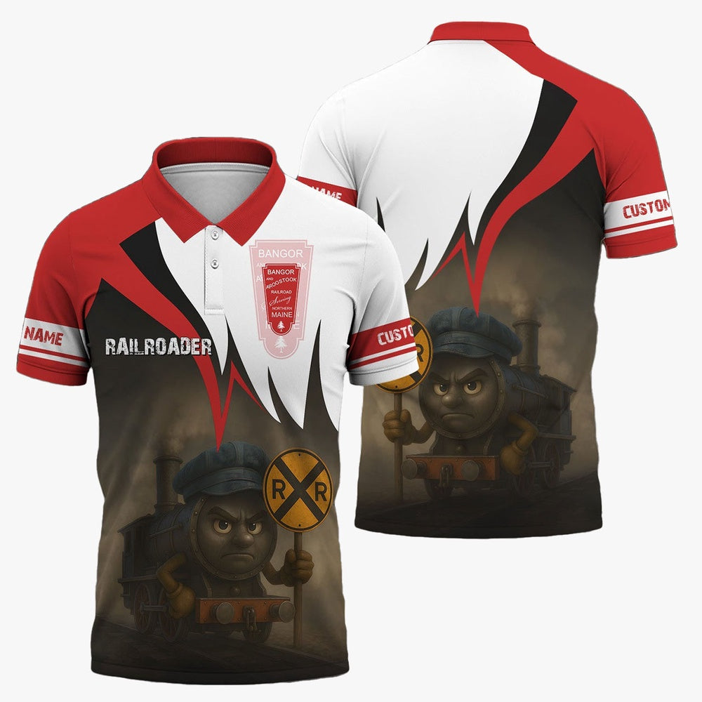 Bangor And Aroostook Railroad Polo Shirt, Angry Train Polo Shirt, Gift Idea For Train Lover