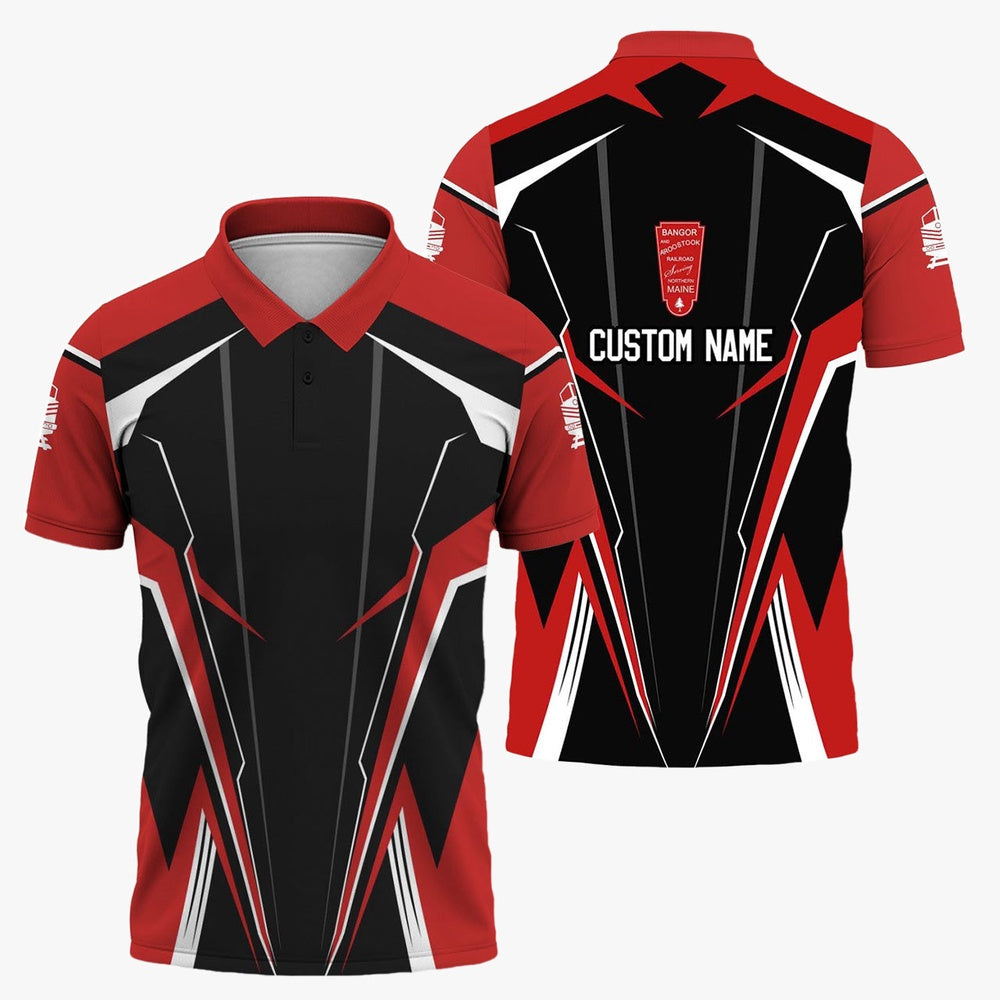 Bangor And Aroostook Railroad Polo Shirt, Lightning Edge Design Train Shirt For Railroad Lovers