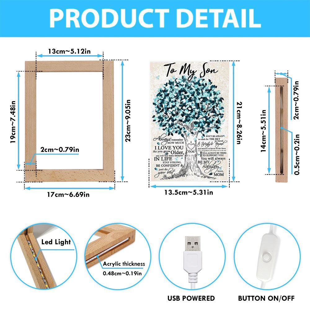 Beloved Tree To My Son Always Remember How Much I Love You Frame Lamp, Mother's Day Night Light, Best Mom Ever, Gift For Mom