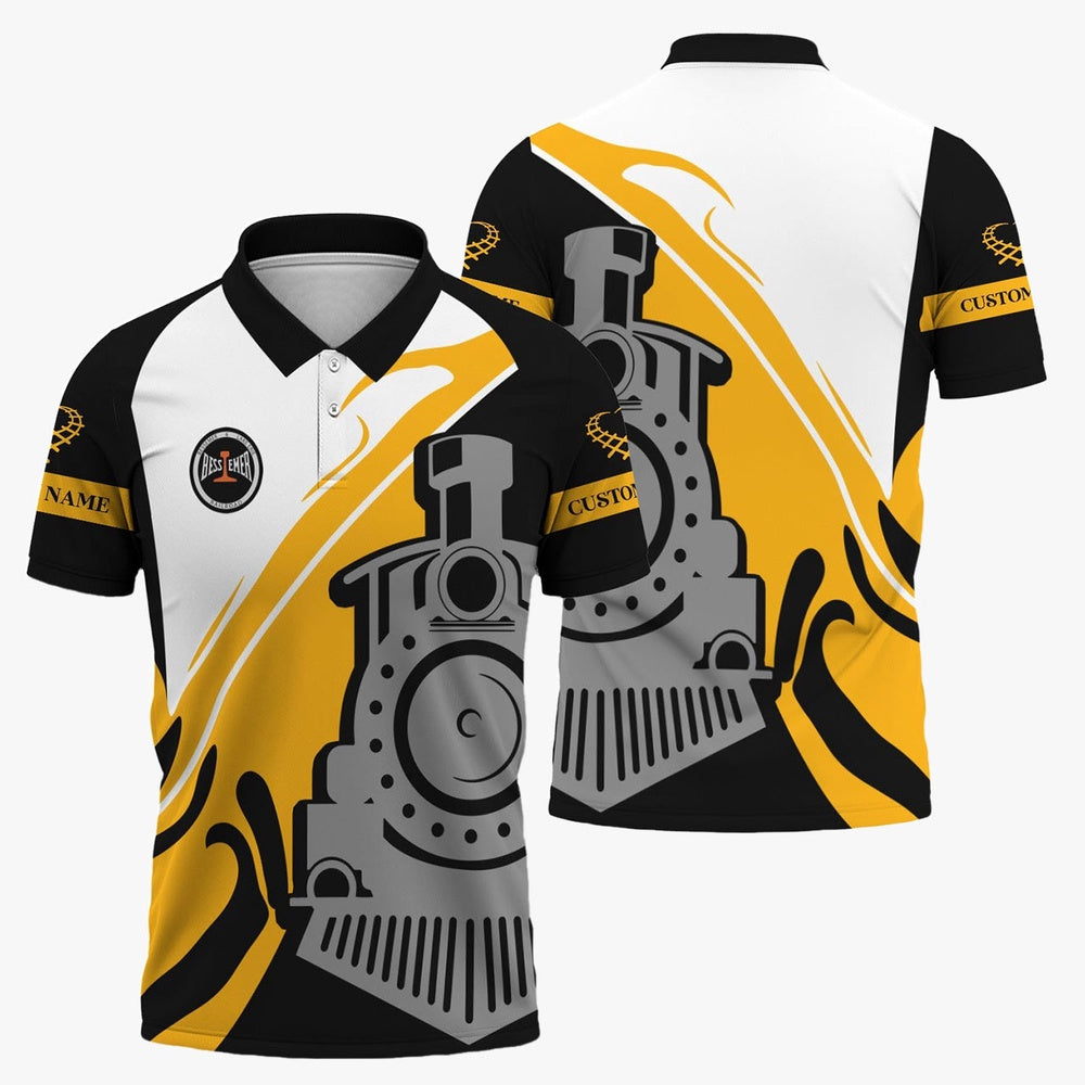 Bessemer And Lake Erie Railroad Polo Shirt, Flame Inspired Style Shirt Gift Idea For Train Lovers