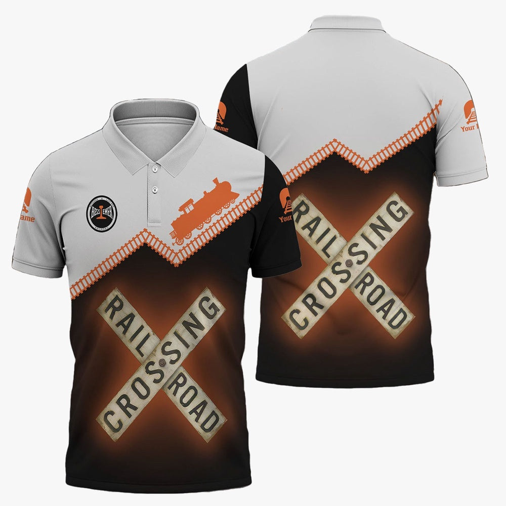 Bessemer And Lake Erie Railroad Polo Shirt, Railroad Crossing Printed Train Track Shirt