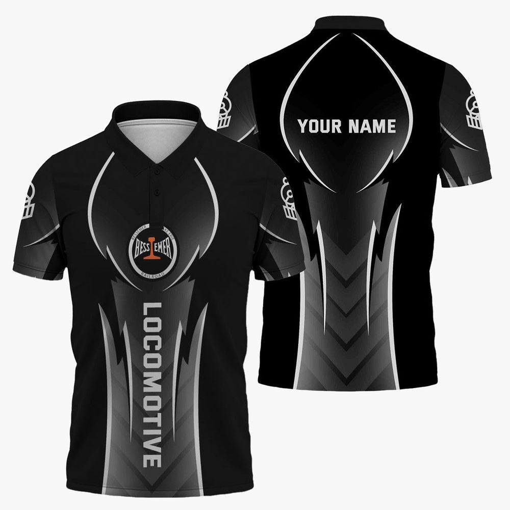 Bessemer And Lake Erie Railroad Polo Shirt, Striking Line Style Train Shirt For Locomotive Lovers