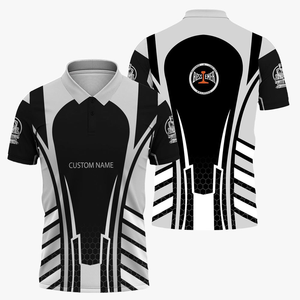 Bessemer And Lake Erie Railroad Polo Shirt, Striped Railroad Style Train Polo Shirt