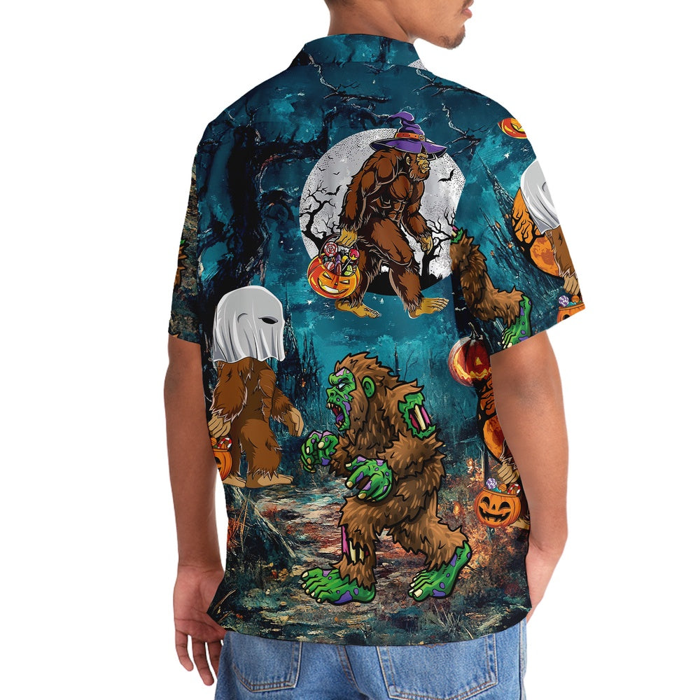 Bigfoot Halloween Night Hawaiian Shirt, Funny Hawaiian Shirt, Cool Hawaiian Shirts, Best Hawaiian Shirts