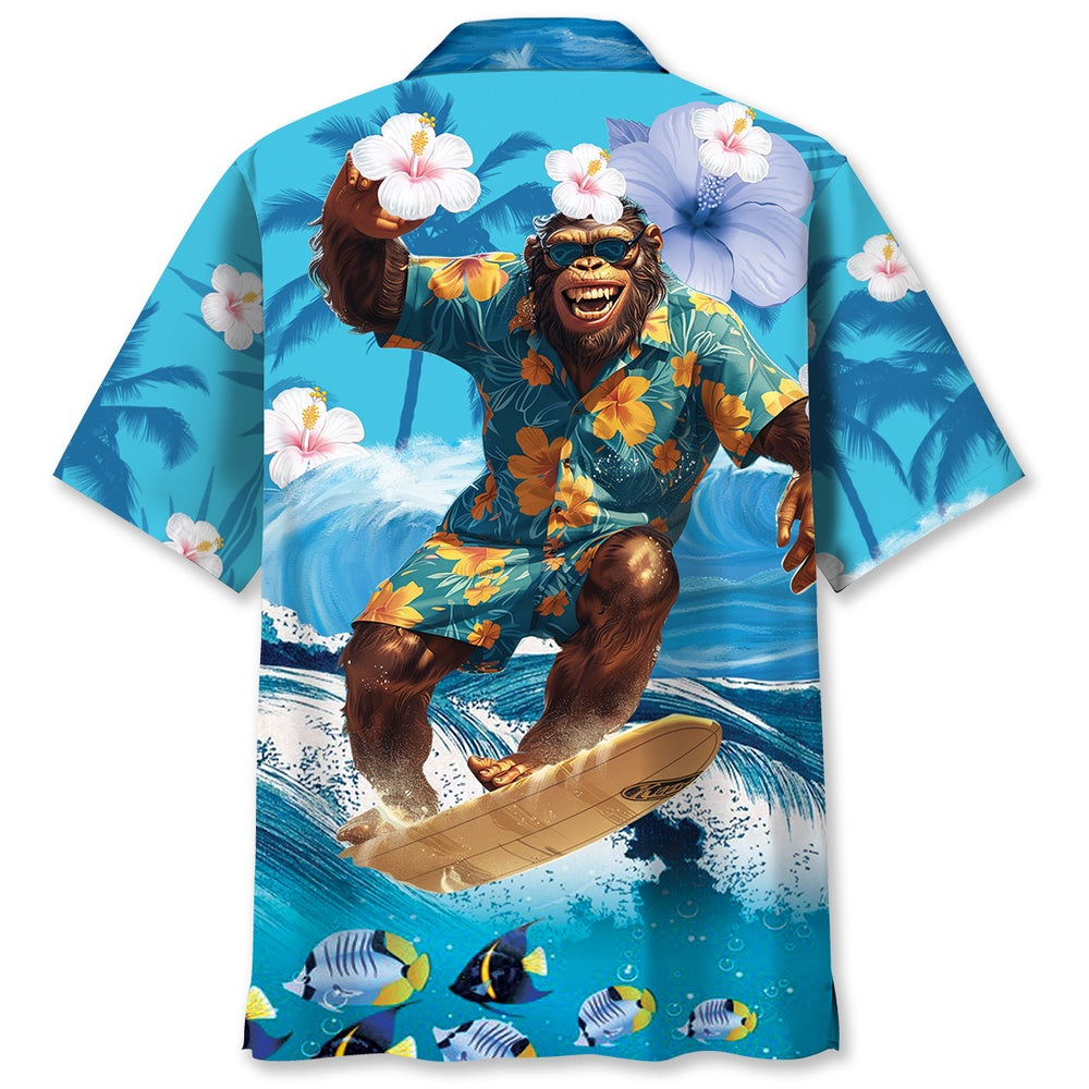 Bigfoot Surf Beach Hawaiian Shirt, Funny Hawaiian Shirt, Cool Hawaiian Shirts, Best Hawaiian Shirts