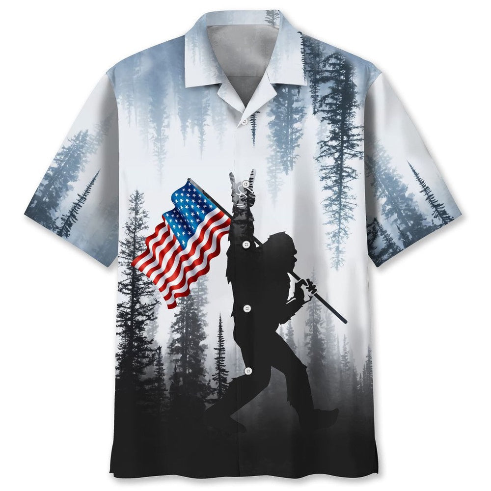 Bigfoot Usa Flag Hawaiian Shirt, Funny Hawaiian Shirt, Cool Hawaiian Shirts, Best Hawaiian Shirts